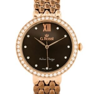 LAIKRODIS G. ROSSI - 11775B (zg769f) rose gold/brown + BOX