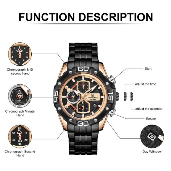 VYRIŠKAS LAIKRODIS NAVIFORCE NF8018 - CHRONOGRAPH (zn122c) + BOX - Image 4