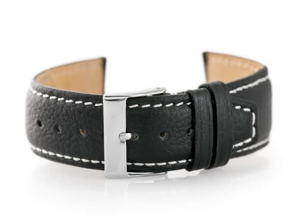 Odinis dirželis   laikrodžiui  W26 - PREMIUM - czarny/białe - 20mm