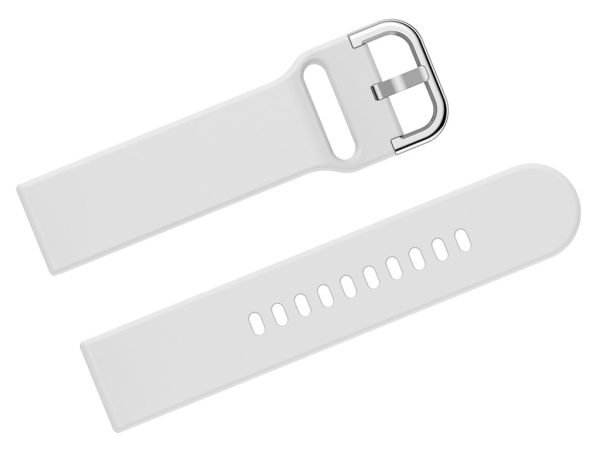 Guminis dirželis  do smartwatch 20mm - biały/srebrny - Image 2
