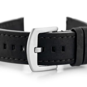 W72 odinis laikrodžio dirželis - juodas/juodas 20 mm