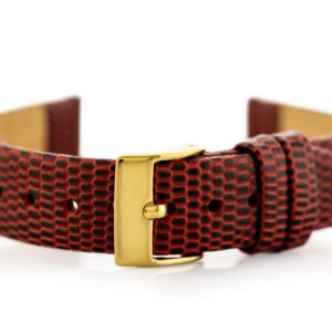 W107 odinis laikrodžio dirželis - raudonas/auksinis. 12 mm