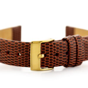 W107 odinis laikrodžio dirželis - rudas / auksinis. 12 mm