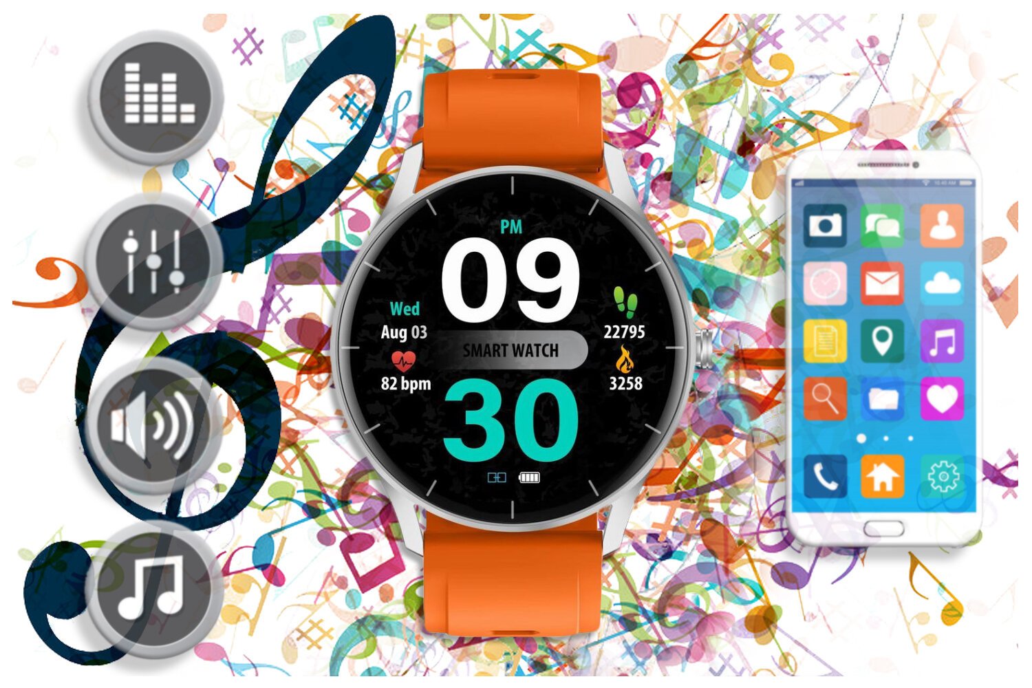SMARTWATCH UNISEX GRAVITY GT2-8 - BLUETOOTH SUSIJUNGIMAS, nuosavas rinkiklis (sg019h) - Image 8