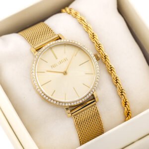 PAUL LORENS moteriškas dovanų rinkinys - Laikrodis ir apyrankė (zg553e)