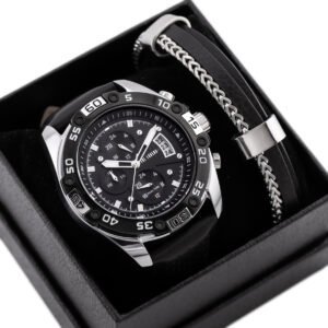 PAUL LORENS Vyriškas dovanų rinkinys - Laikrodis ir apyrankė (zg375e)