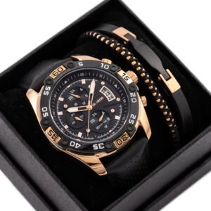 PAUL LORENS Vyriškas dovanų rinkinys - Laikrodis ir apyrankė (zg375f)