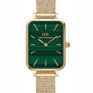 MOTERIŠKAS LAIKRODIS  DANIEL WELLINGTON Quadro Pressed Evergold Emerald 20mm DW00100561+ BOX (zw505m)