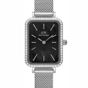 DANIEL WELLINGTON Quadro Silver Mesh moteriškas laikrodis DW00100667 + dėžutė (zw519k)