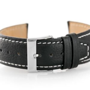 W26 odinis laikrodžio dirželis - PREMIUM - juodas/baltas - 22 mm