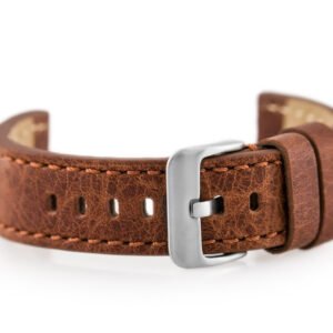 Laikrodžio odinis dirželis W48 - PREMIUM - tamsiai rudas I - 22 mm