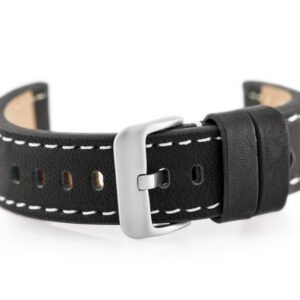 W48 odinis laikrodžio dirželis - PREMIUM - juodas/baltas - 20 mm