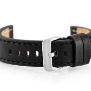 W48 odinis laikrodžio dirželis - PREMIUM - juodas/juodas - 22 mm